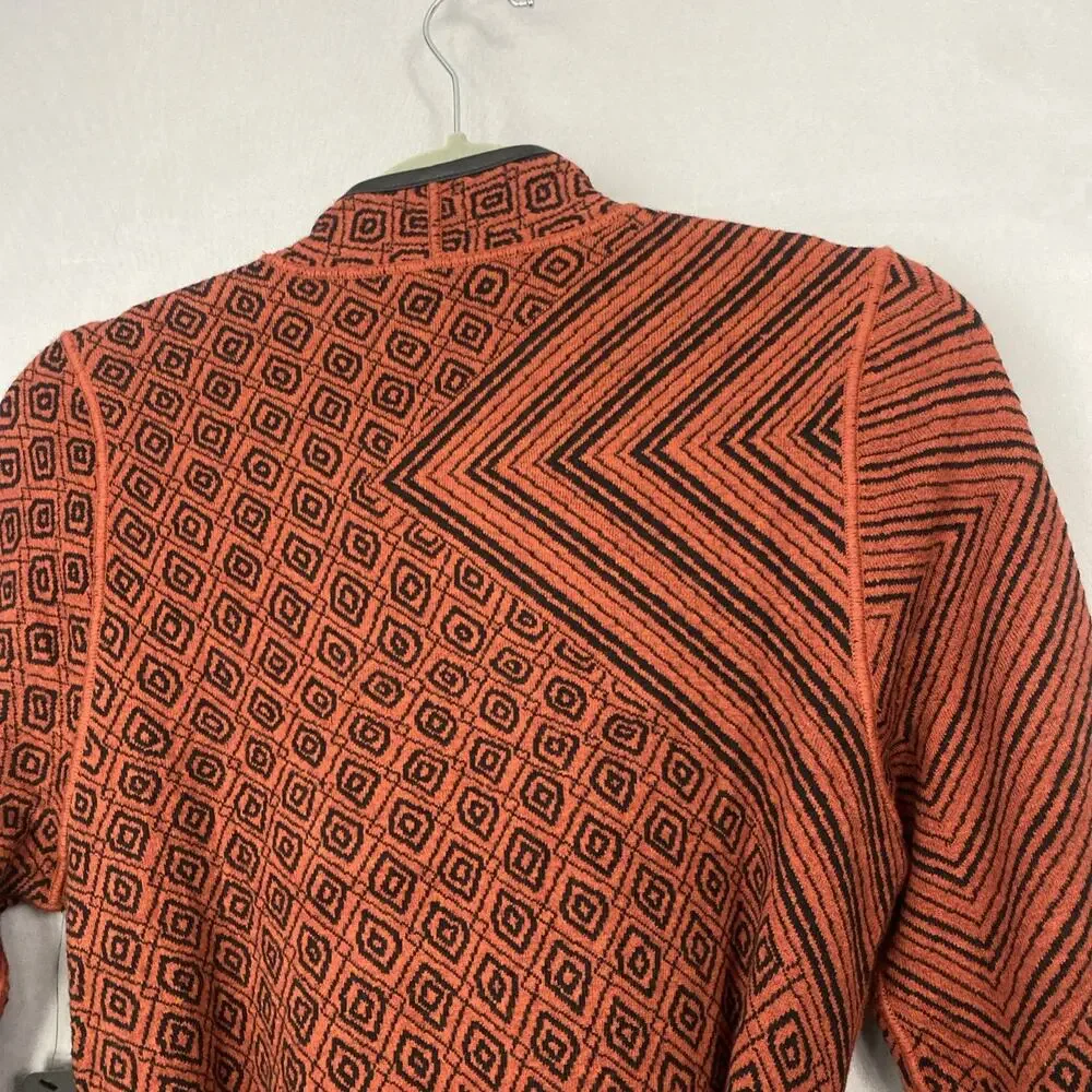 NWT NIC & ZOE Sweater M Cardigan Belted Long Geometric Faux Leather Asymmetric - Picture 9 of 14